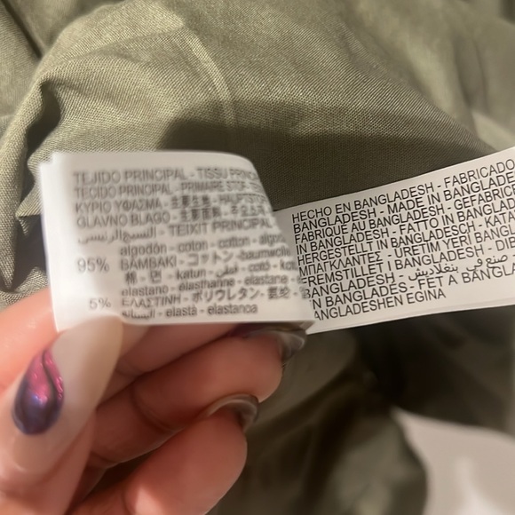 Zara Olive Green Bubble Poplin Dress - Picture 8 of 8